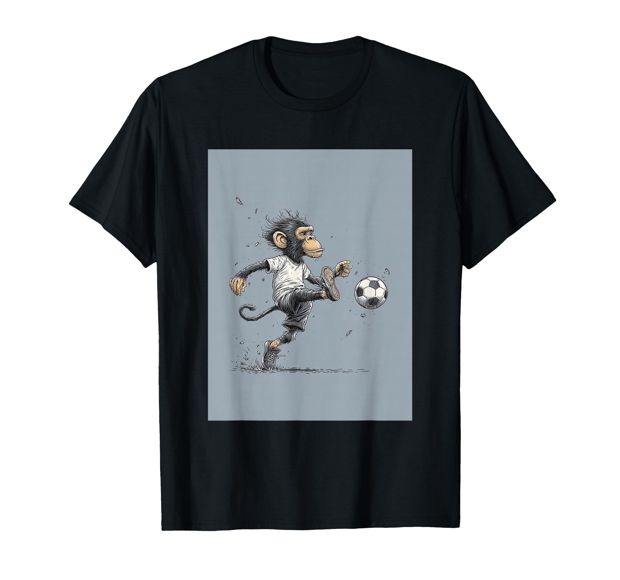 Monkey Playing Soccer Portrait T-Shirt - Novelty Apparel Men Women - T-Shirt, Sweatshirt, Hoodie