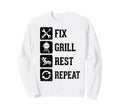 Fix Grill Rest Repeat Funny Dad Sweatshirt - Unique Graphic for Adults - T-Shirt, Sweatshirt, Hoodie