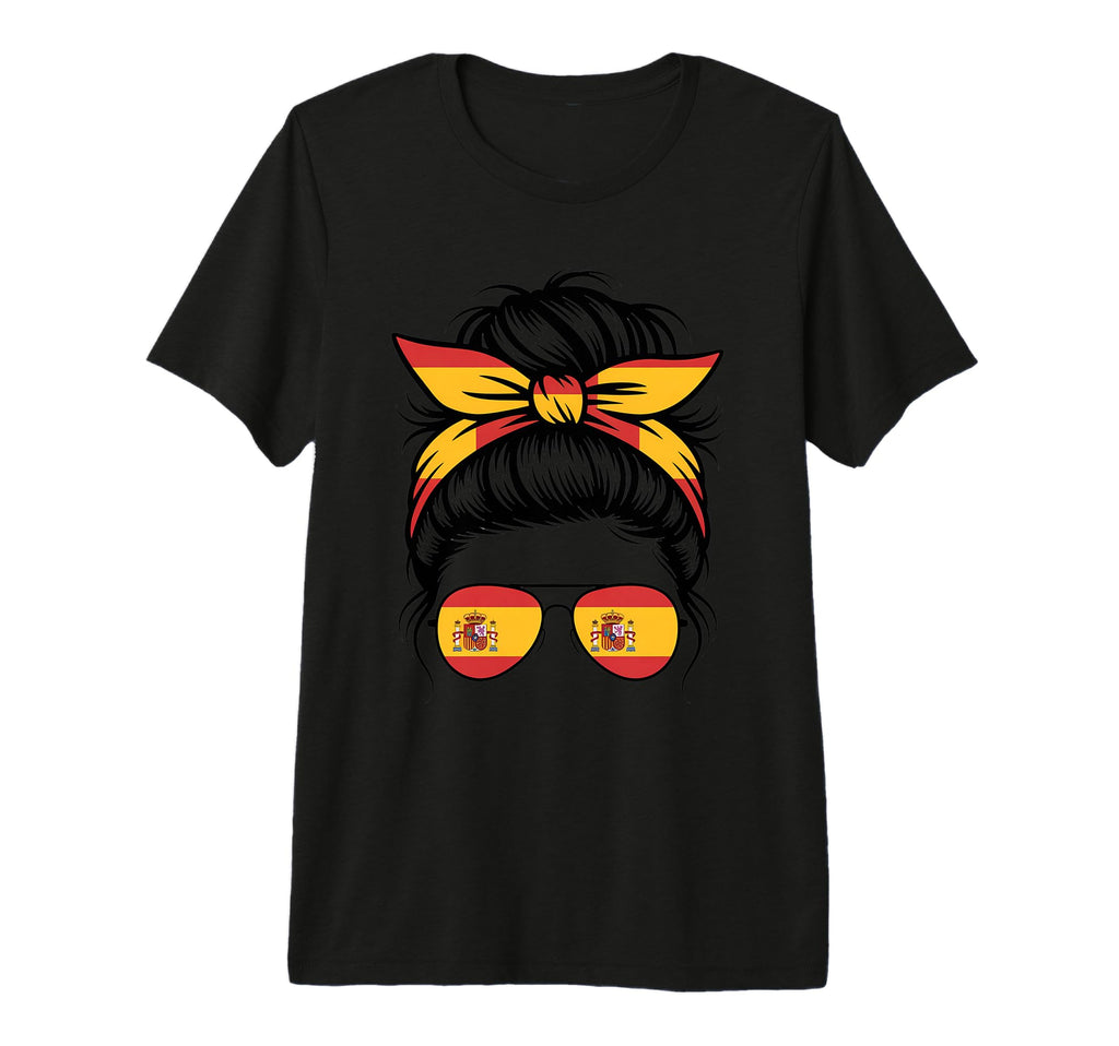 Spanish Flag Messy Bun Sunglasses T-Shirt - Fun Novelty Design for Adults - T-Shirt, Sweatshirt, Hoodie