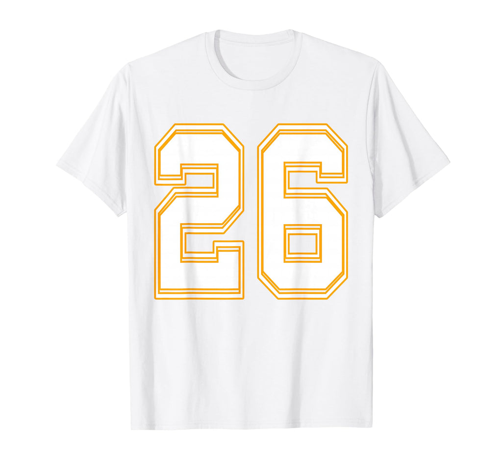 Number 26 Red Yellow White Football T-Shirt - Unique Graphic Men Women - T-Shirt, Sweatshirt, Hoodie