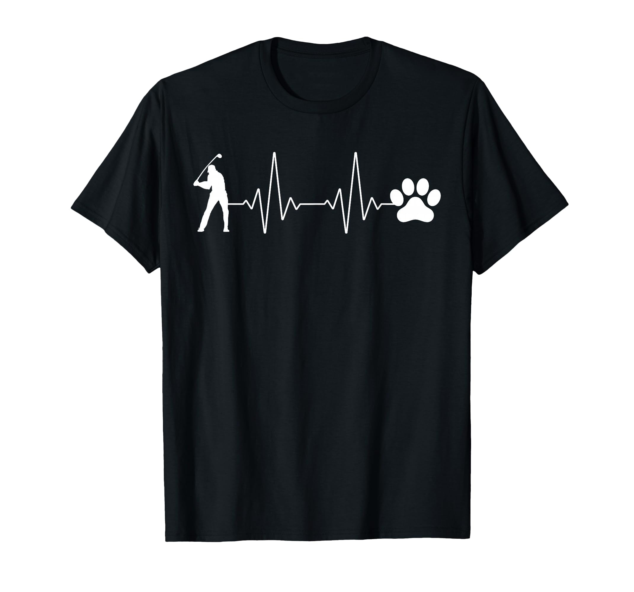 Golfer And Paw Heartbeat Golf Lover T-Shirt - Novelty Apparel for Adults - T-Shirt, Sweatshirt, Hoodie