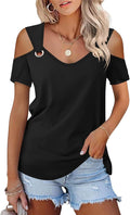 Women's Cold Shoulder Tops Short Sleeve V Neck Basic - Adult & Kids T-Shirts, Sweatshirts & Hoodies apparel design preview 1