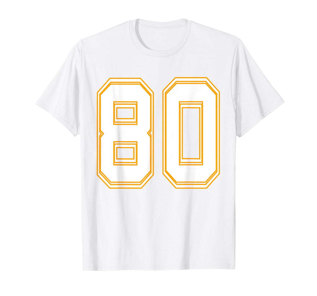 Number 80 Red Yellow White Football T-Shirt - Custom Art Print Unisex - T-Shirt, Sweatshirt, Hoodie