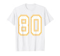 Number 80 Red Yellow White Football T-Shirt - Custom Art Print Unisex - T-Shirt, Sweatshirt, Hoodie