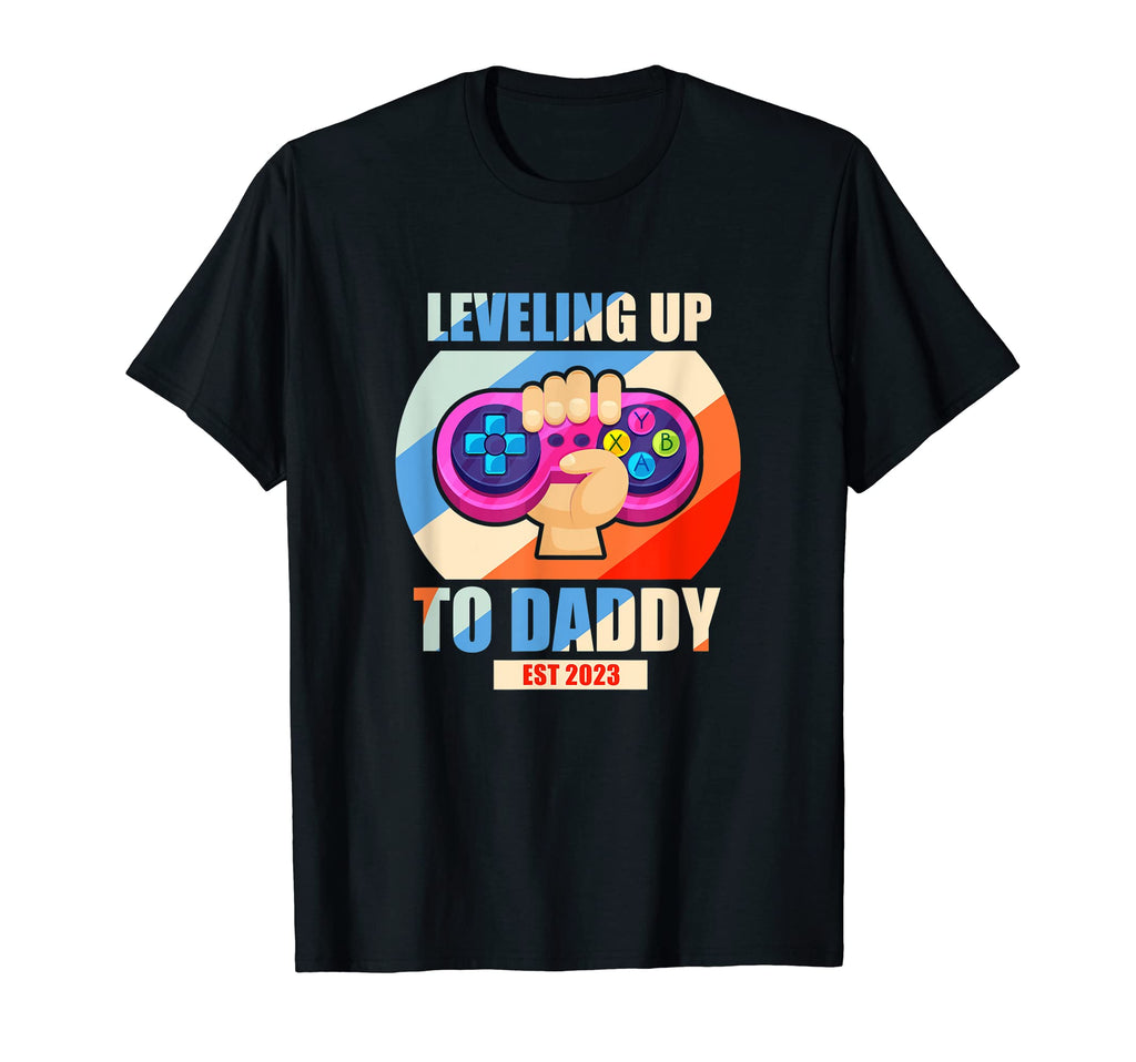 Mens Leveling Up To Daddy 2023 New Dad T-Shirt - Graphic Print Unisex - T-Shirt, Sweatshirt, Hoodie