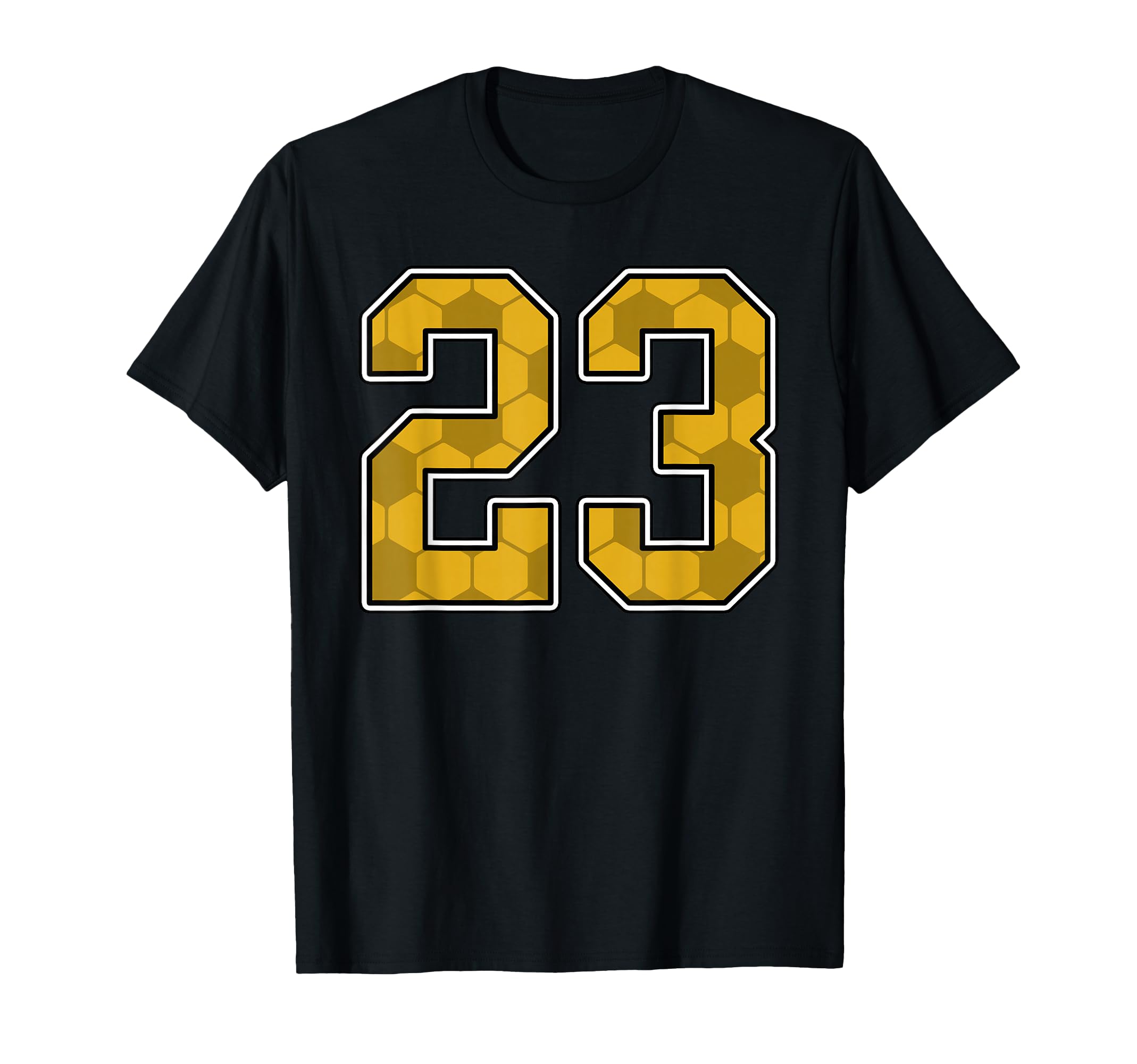Gold Soccer Pattern Number 23 Jersey T-Shirt - Custom Art Print for Adults - T-Shirt, Sweatshirt, Hoodie