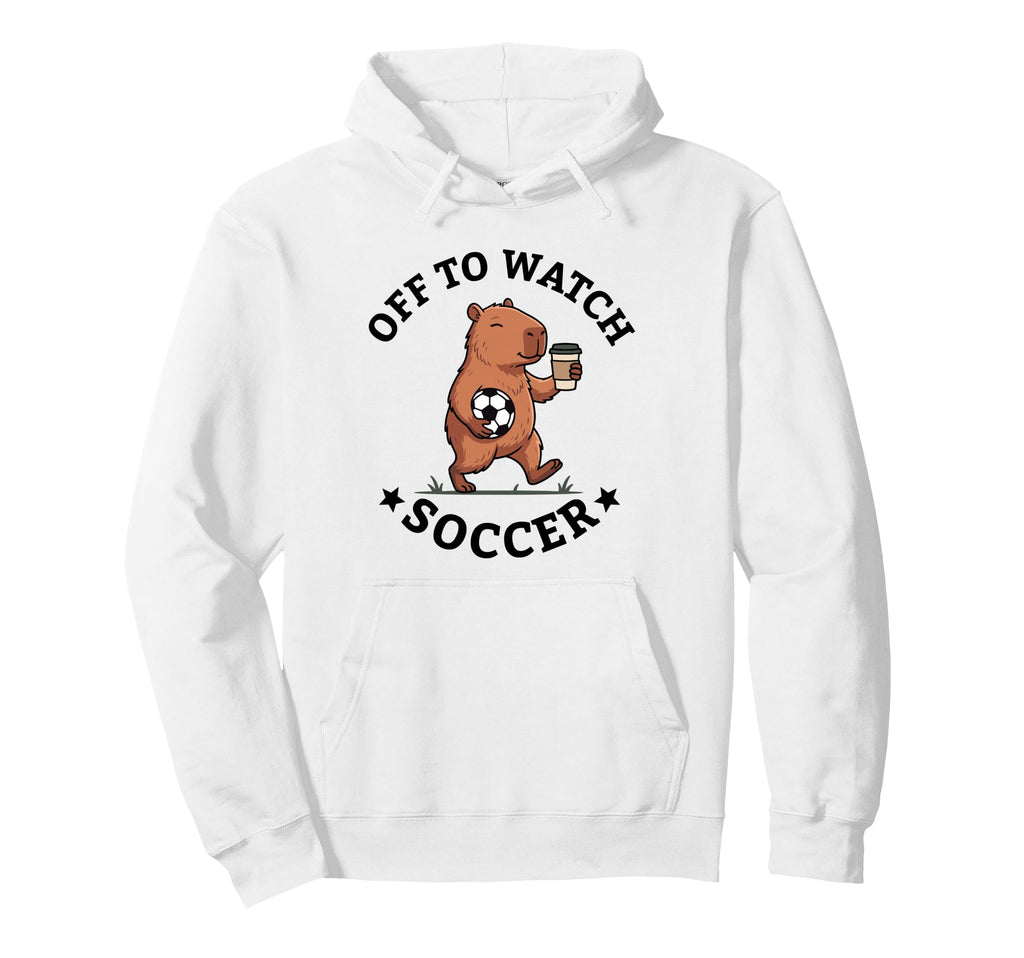 Off To Watch Soccer Mom Funny Capybara Hoodie - Unique Graphic Unisex - T-Shirt, Sweatshirt, Hoodie
