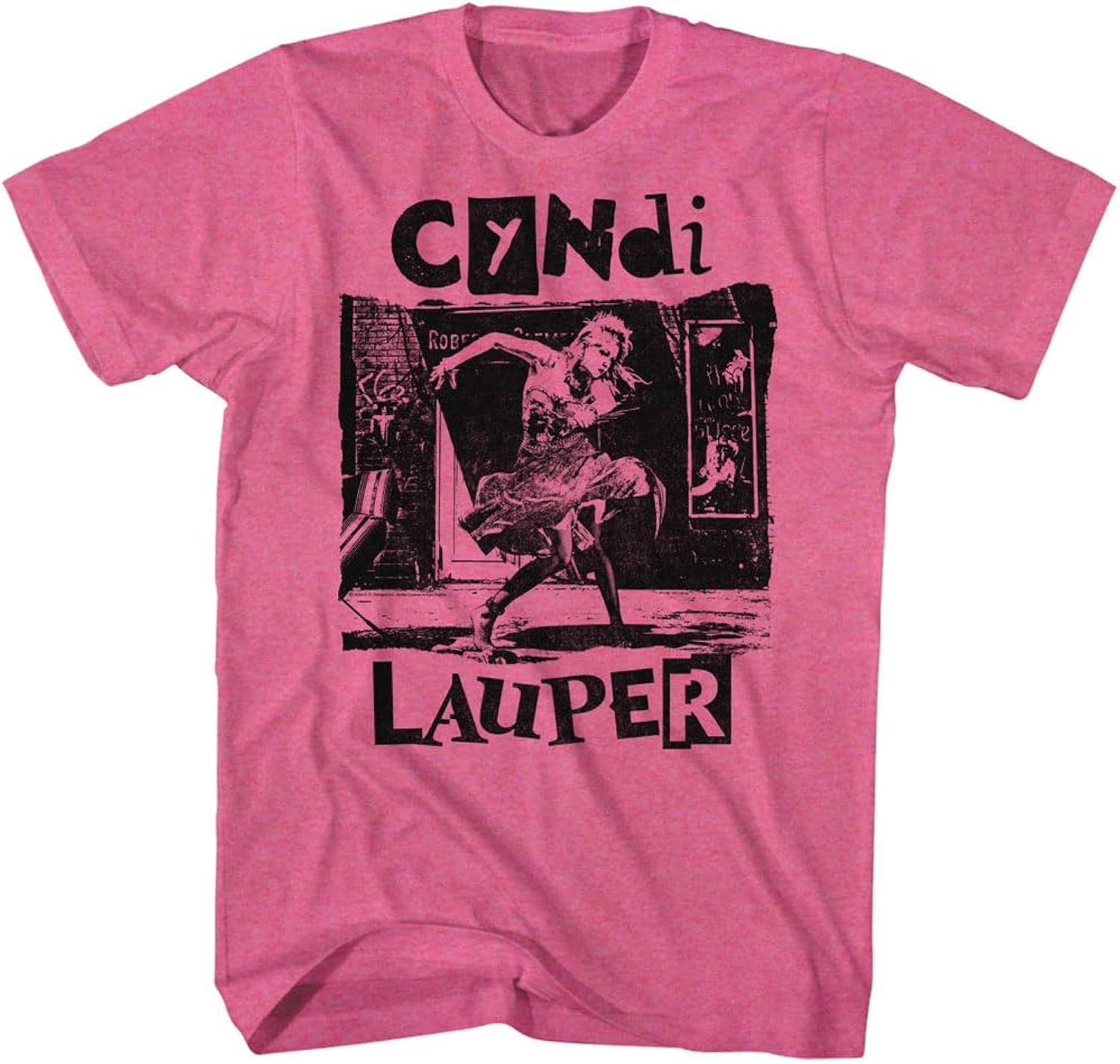 Cyndi Lauper Retro Pink Heather Adult Short Sleeve - Adult & Kids T-Shirts, Sweatshirts & Hoodies apparel design preview 1