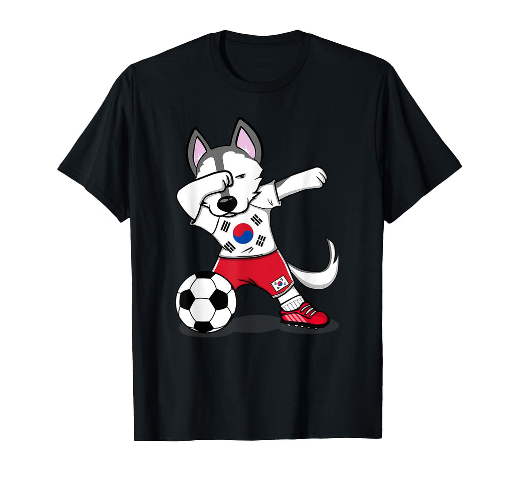Dabbing Husky South Korea Football T-Shirt - Minimalist Print Men Women - T-Shirt, Sweatshirt, Hoodie