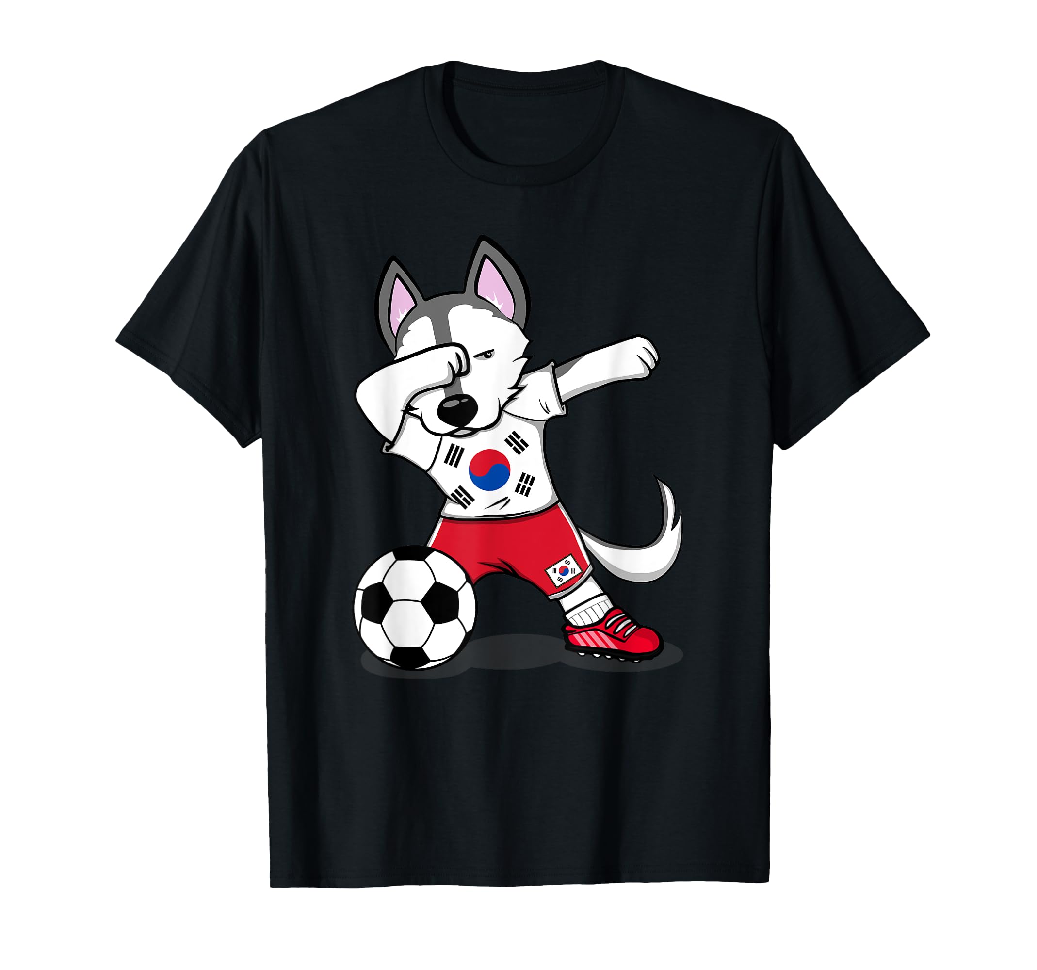 Dabbing Husky South Korea Football T-Shirt - Minimalist Print Men Women - T-Shirt, Sweatshirt, Hoodie