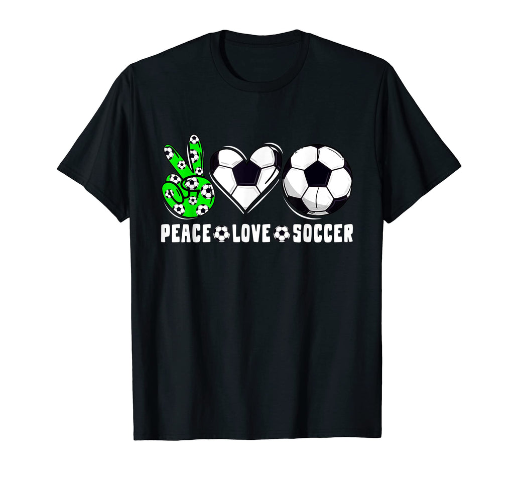 Peace Love Soccer Funny Mommy Dad Son T-Shirt - Unique Graphic Men Women - T-Shirt, Sweatshirt, Hoodie