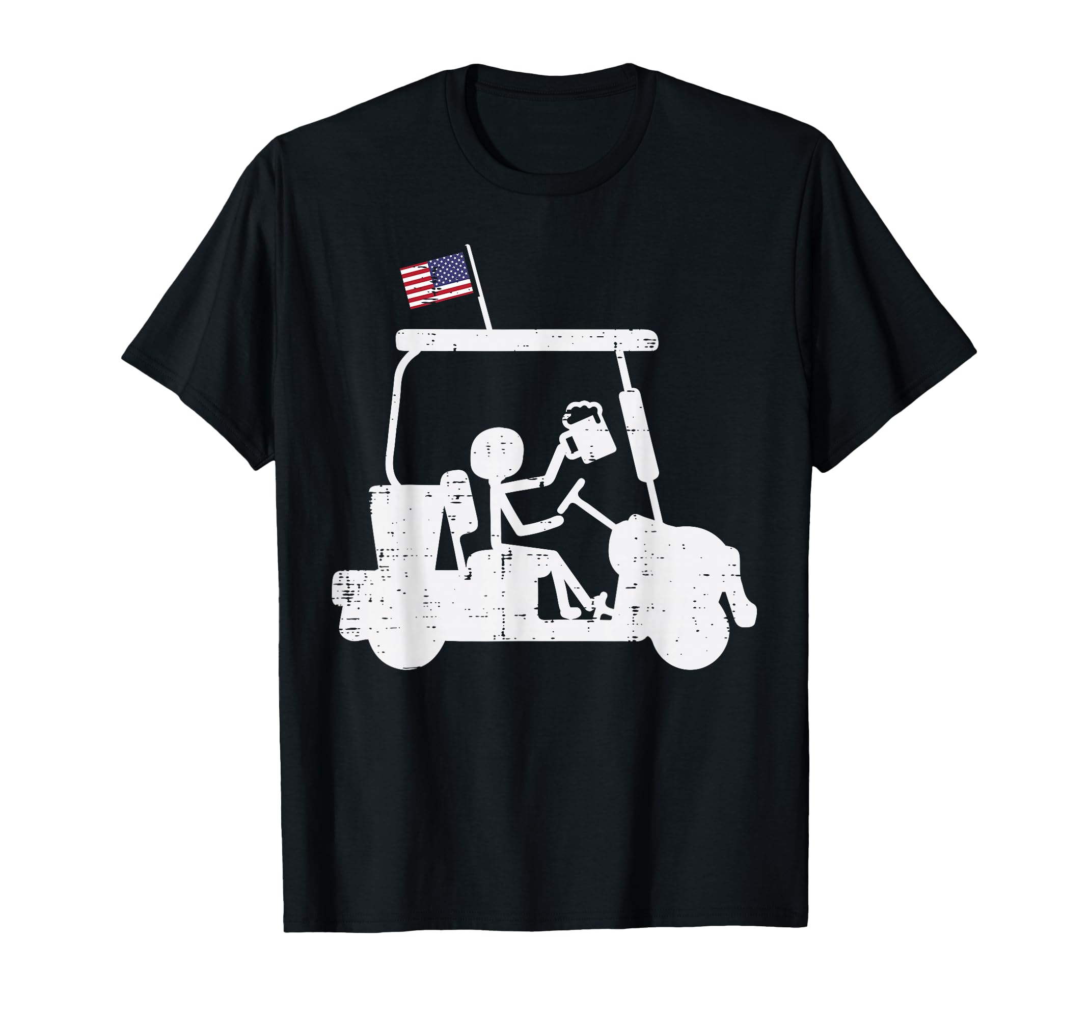 Golf Cart Us Flag Funny Golfing T-Shirt - Fun Novelty Design Men Women - T-Shirt, Sweatshirt, Hoodie