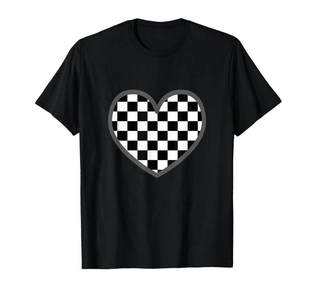 Heart Checkerboard Black White Chess T-Shirt - Fun Novelty Design Unisex - T-Shirt, Sweatshirt, Hoodie