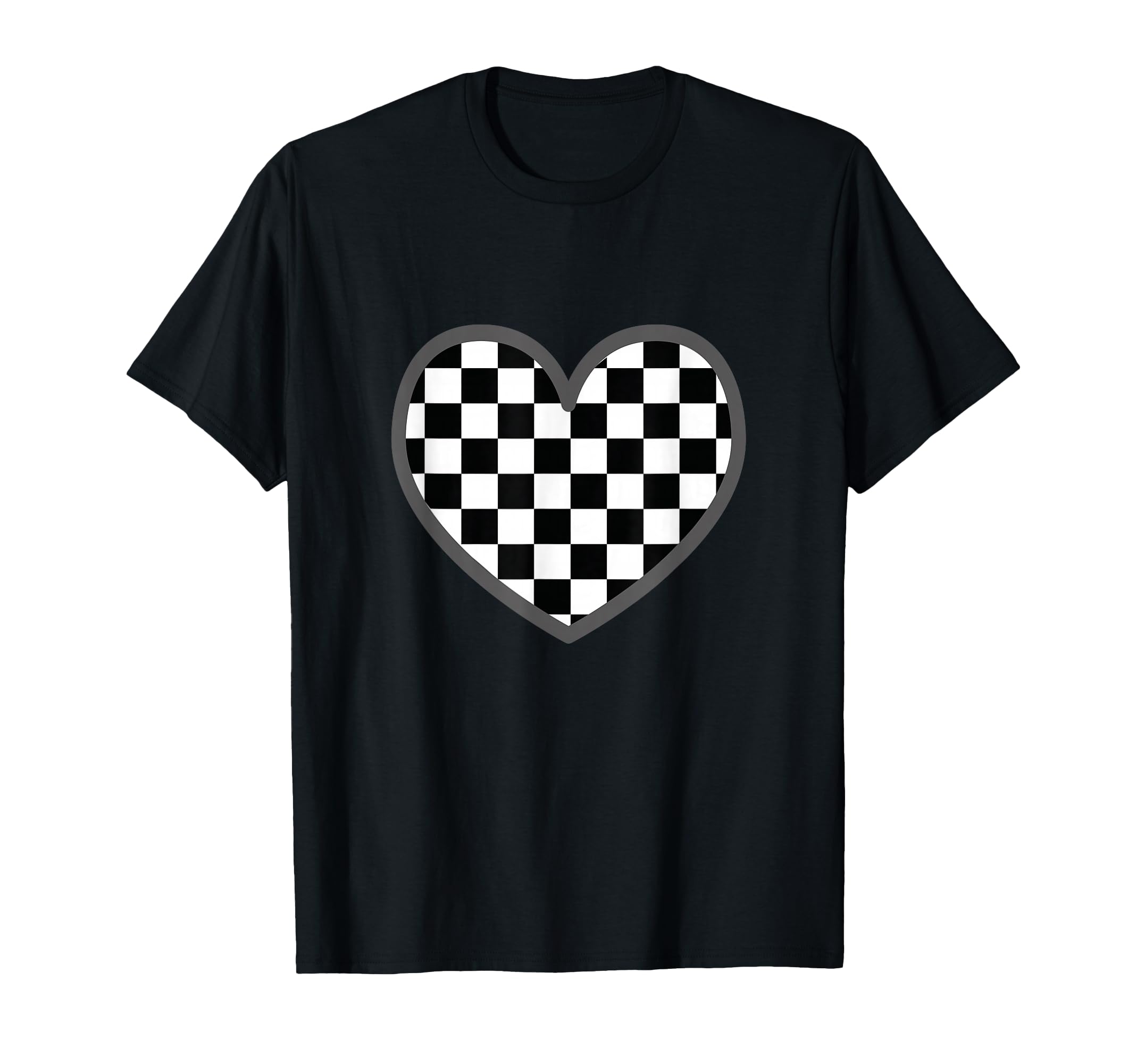 Heart Checkerboard Black White Chess T-Shirt - Fun Novelty Design Unisex - T-Shirt, Sweatshirt, Hoodie