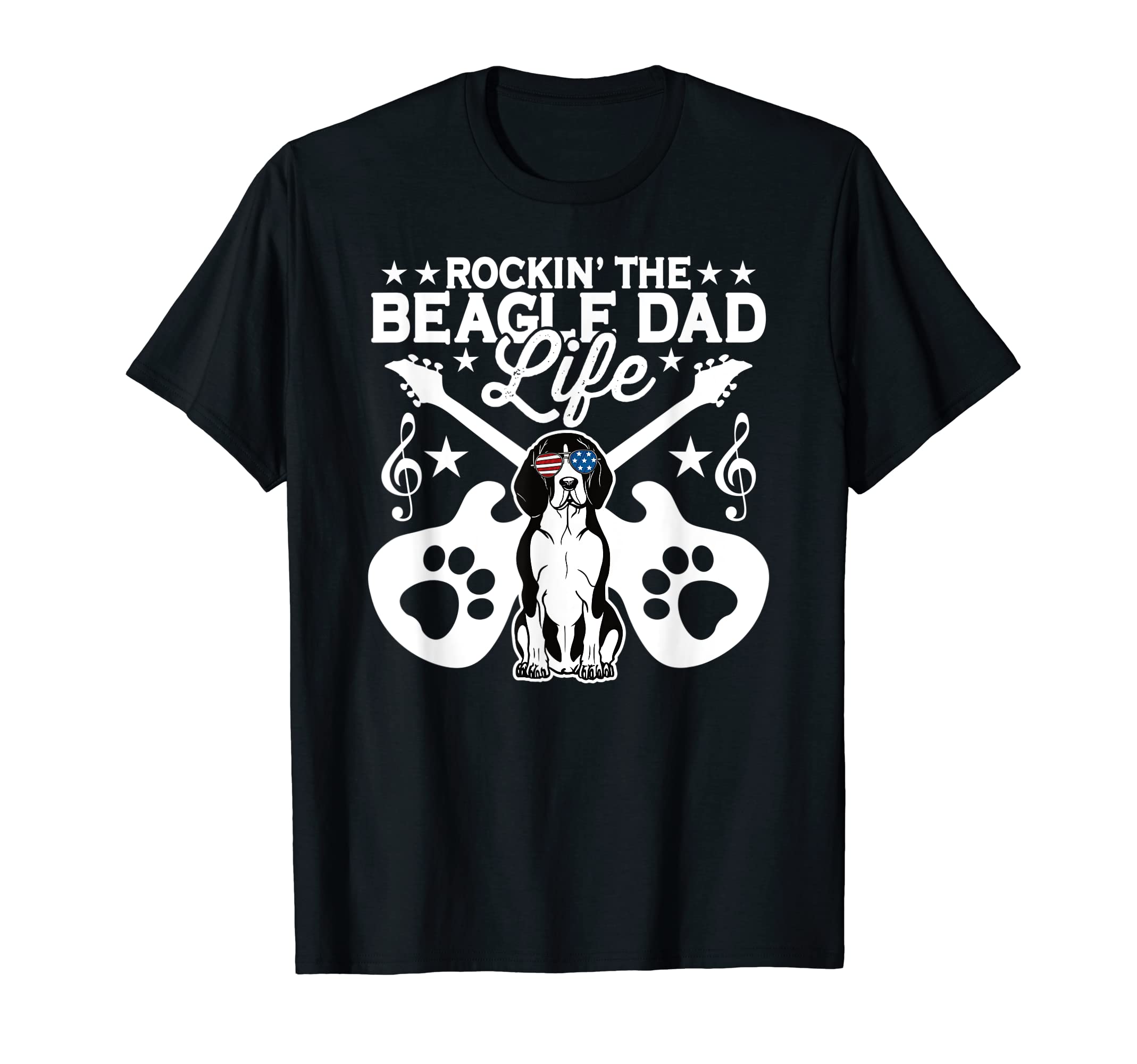 Rockin Beagle Dad Life Dog Lover Guitar T-Shirt - Trendy Graphic Men Women - T-Shirt, Sweatshirt, Hoodie