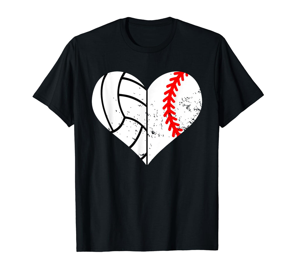 Baseball Volleyball Heart Funny Baseball T-Shirt - Trendy Graphic Unisex - T-Shirt, Sweatshirt, Hoodie