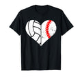 Baseball Volleyball Heart Funny Baseball T-Shirt - Trendy Graphic Unisex - T-Shirt, Sweatshirt, Hoodie
