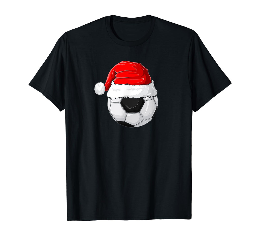 Santa Hat Soccer T-Shirt - Custom Art Print Unisex - T-Shirt, Sweatshirt, Hoodie