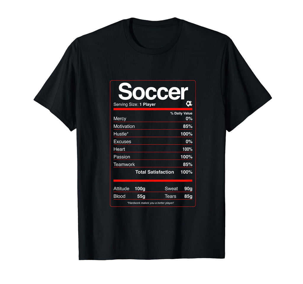 Soccer Player Nutritional Facts Funny T-Shirt - Minimalist Print Men Women - T-Shirt, Sweatshirt, Hoodie