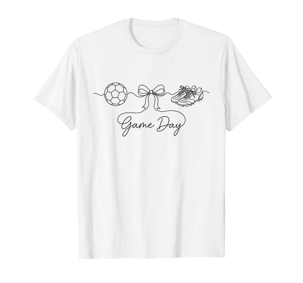 Game Day Soccer Mom Ball Bow Cleats Sports T-Shirt - Trendy Graphic Unisex - T-Shirt, Sweatshirt, Hoodie