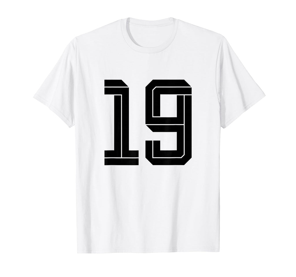 19 White Number 19 Sports Fan Soccer T-Shirt - Casual Everyday Wear Unisex - T-Shirt, Sweatshirt, Hoodie