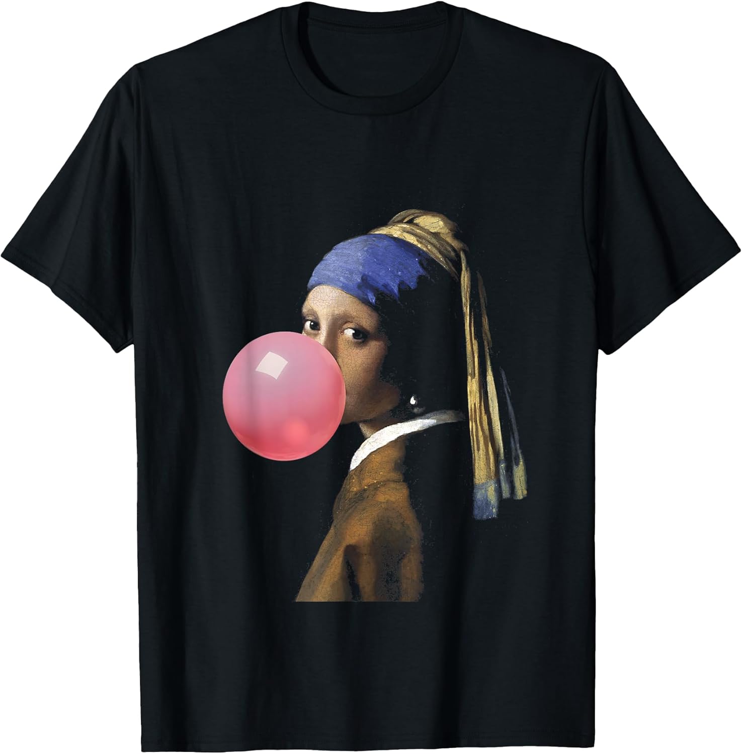 Johannes Vermeer's Girl Pearl Earring Bubble Gum Pop - Adult & Kids T-Shirts, Sweatshirts & Hoodies apparel design preview 1