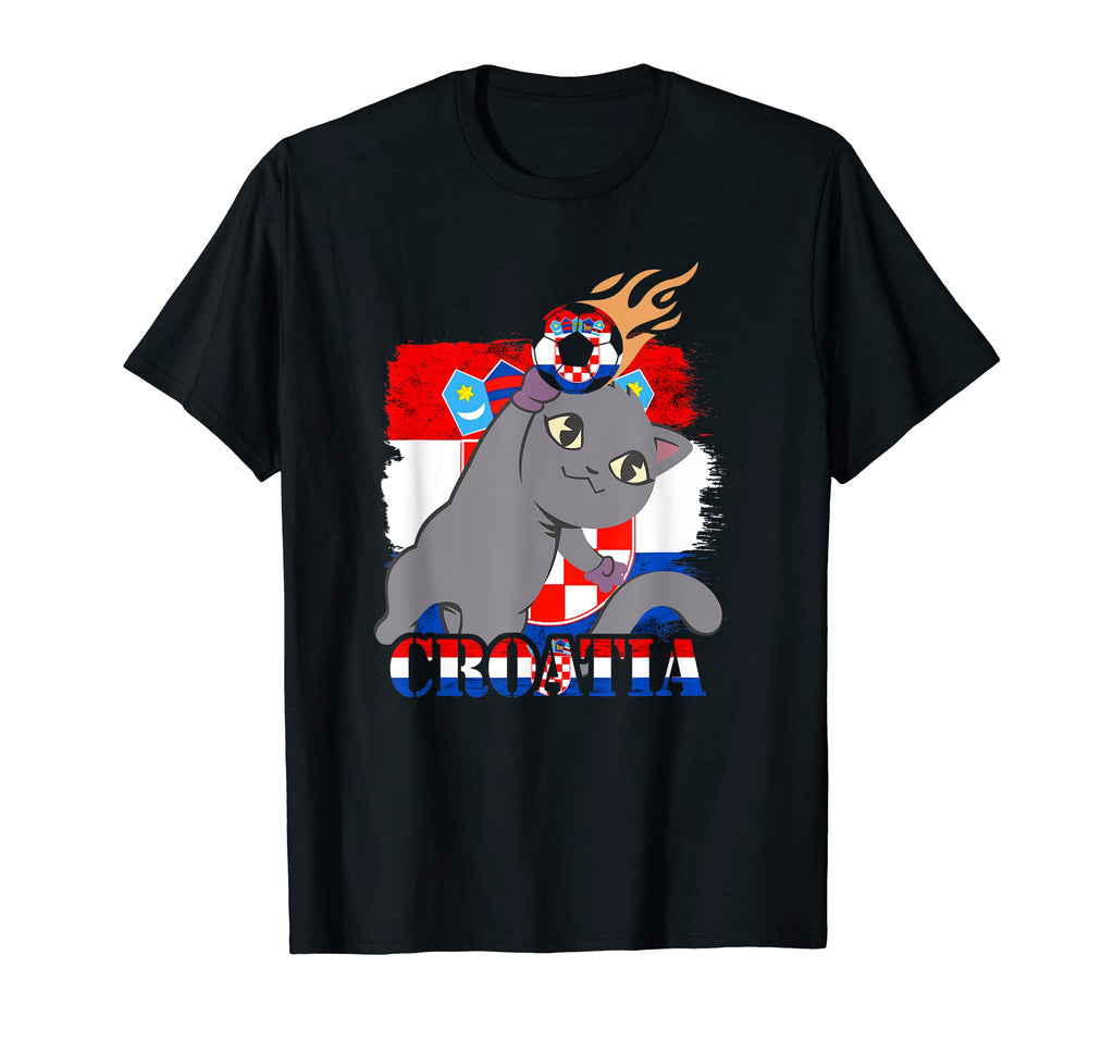 Croatian Flag Cat Croatian Soccer T-Shirt - Minimalist Print for Adults - T-Shirt, Sweatshirt, Hoodie