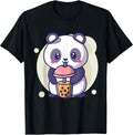 Cute Kawaii Panda Drinks Boba Bubble Tea Aesthetic - Adult & Kids T-Shirts, Sweatshirts & Hoodies apparel design preview 1