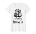Mom Life Soccer Lover Mothers Day Messy Bun T-Shirt - Graphic Print Unisex - T-Shirt, Sweatshirt, Hoodie