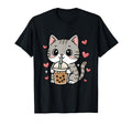 Grey Cat Boba Tea Bubble Tea Anime T-Shirt - Minimalist Print for Adults - T-Shirt, Sweatshirt, Hoodie