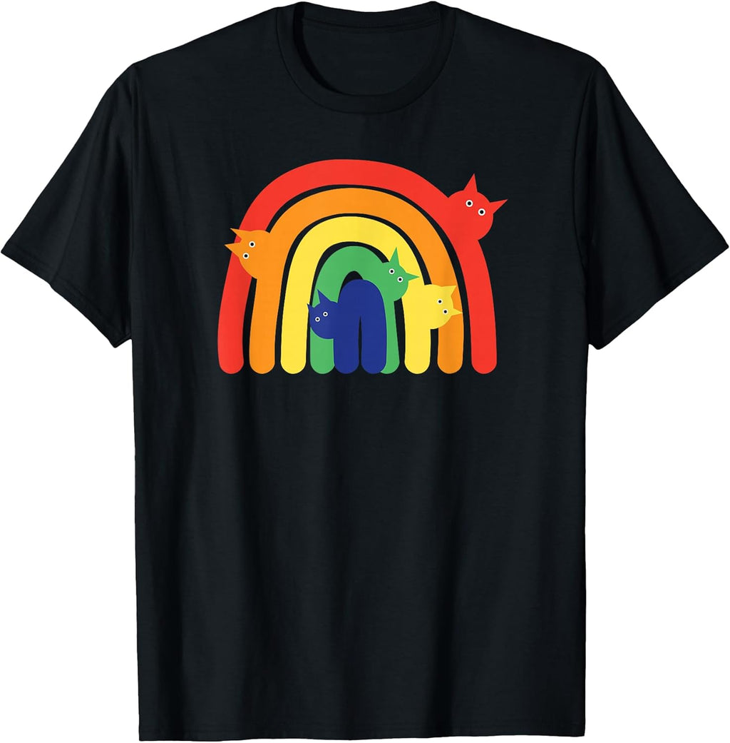 Rainbow Cats LGBTQ+ Kitty Lover Fun Minimalist Cat - Adult & Kids T-Shirts, Sweatshirts & Hoodies apparel design preview 1