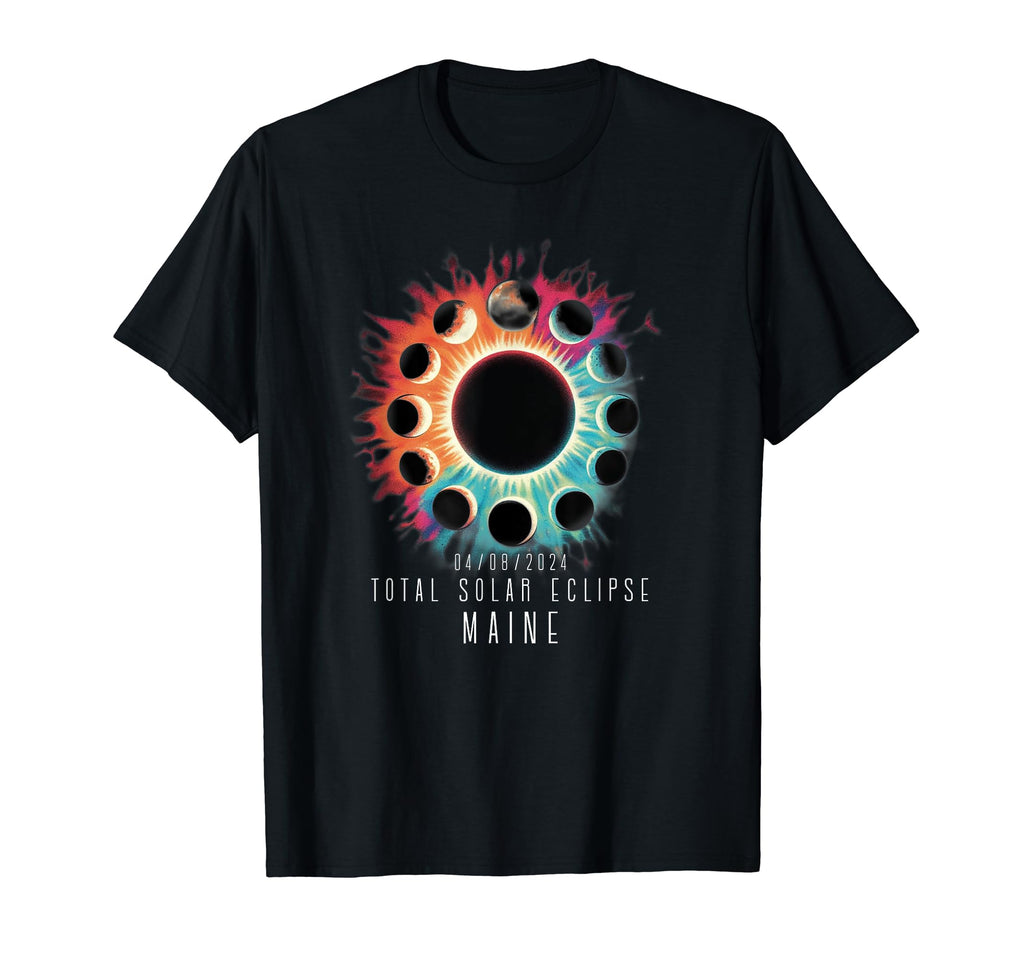 Maine Eclipse Tie Dye Inspired 2024 T-Shirt - Minimalist Print Unisex - T-Shirt, Sweatshirt, Hoodie