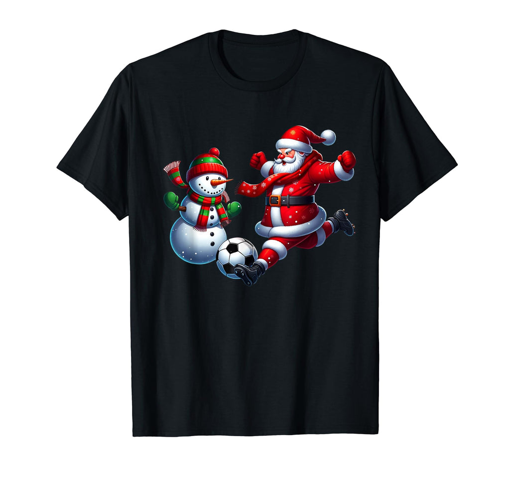 Football Santa Playing Soccer T-Shirt - Custom Art Print Men Women - T-Shirt, Sweatshirt, Hoodie