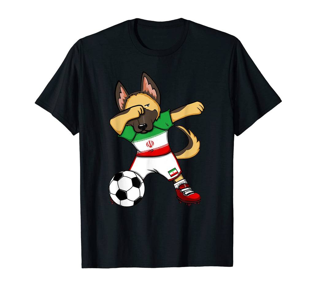 Dabbing German Shepherd Iran Soccer T-Shirt - Minimalist Print for Adults - T-Shirt, Sweatshirt, Hoodie
