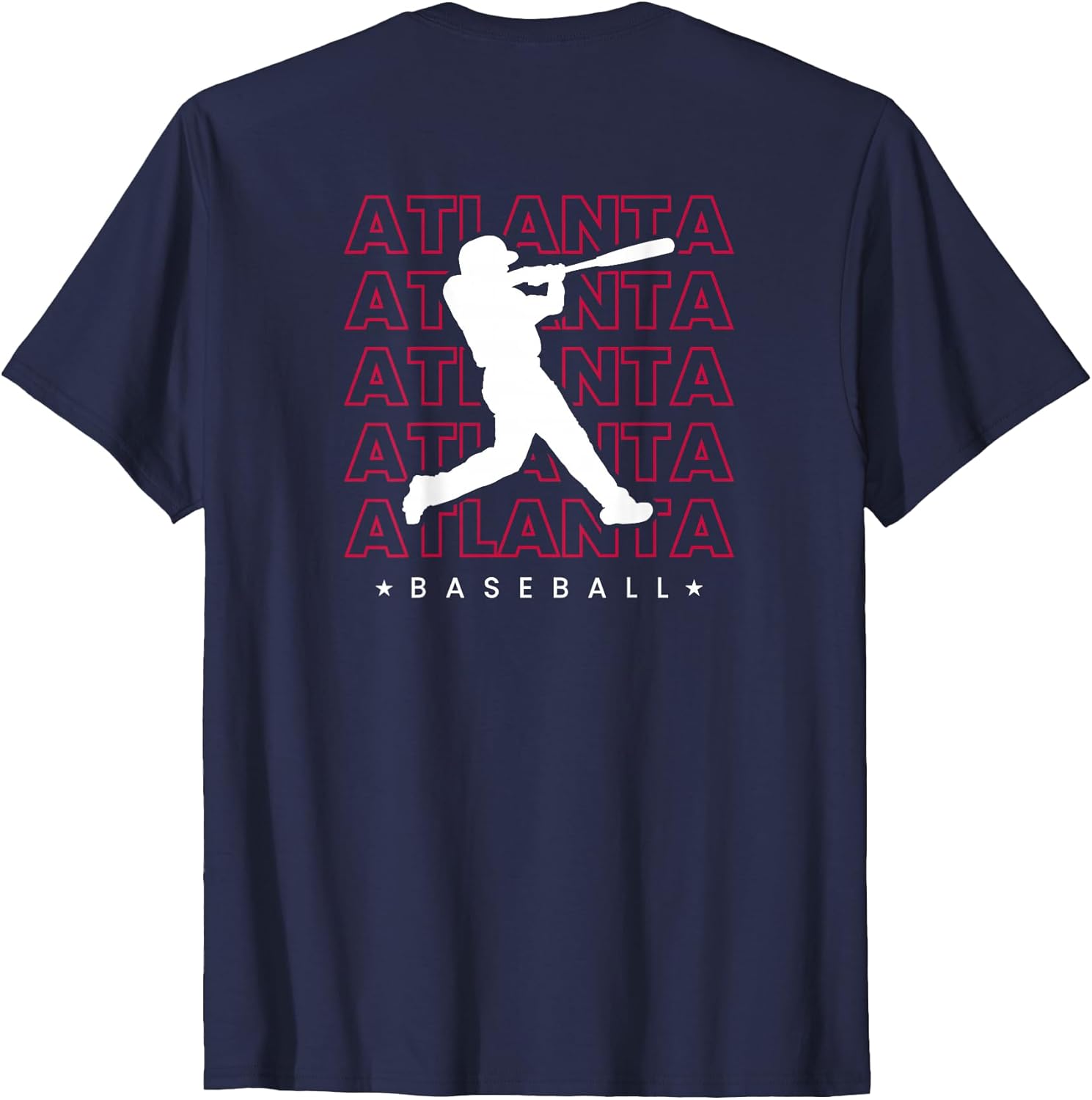 Atlanta Baseball Minimalist Backprint Retro Lover - Adult & Kids T-Shirts, Sweatshirts & Hoodies apparel design preview 1