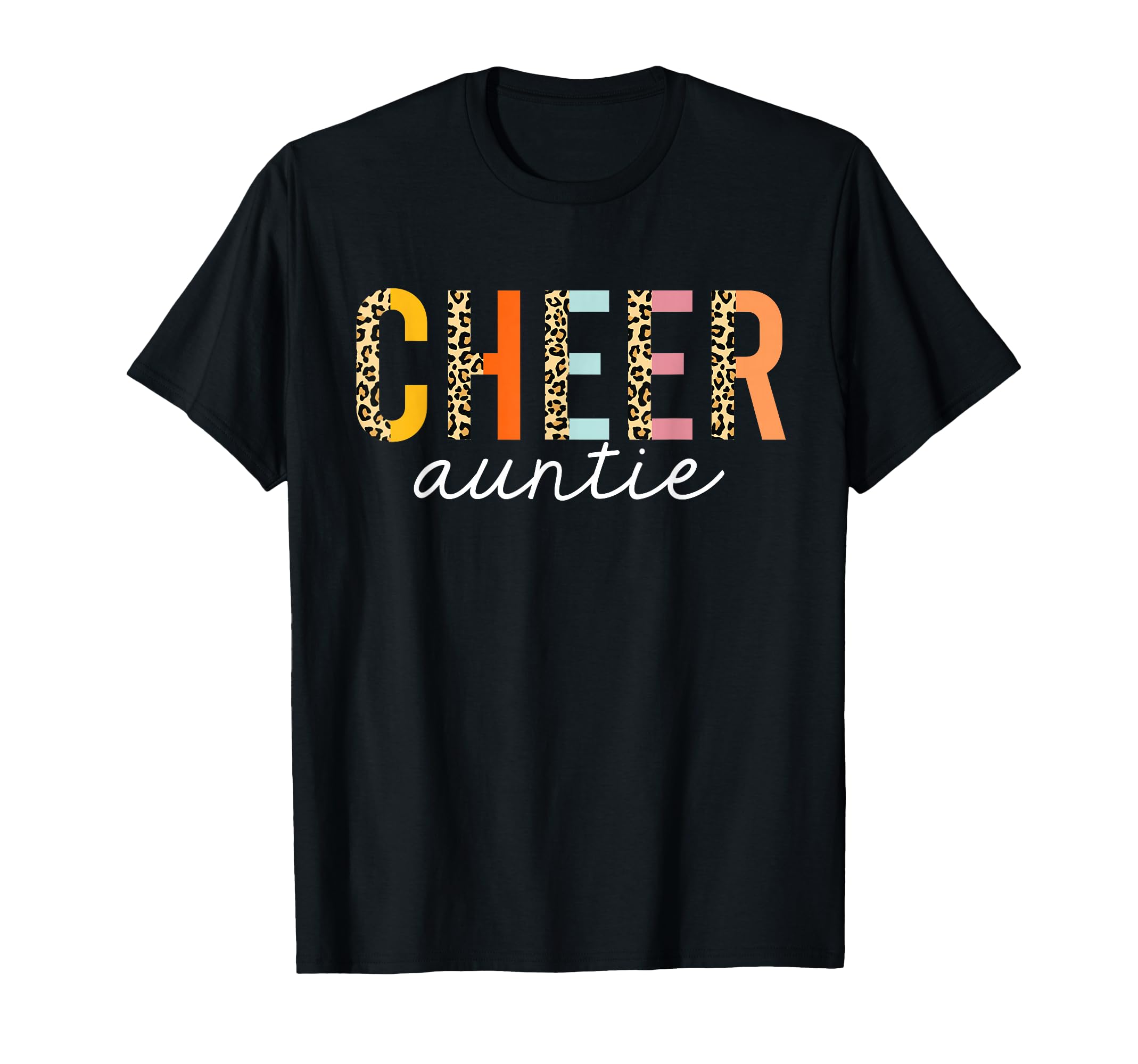 Cheer Auntie Leopard Cheerleader T-Shirt - Graphic Print Men Women - T-Shirt, Sweatshirt, Hoodie