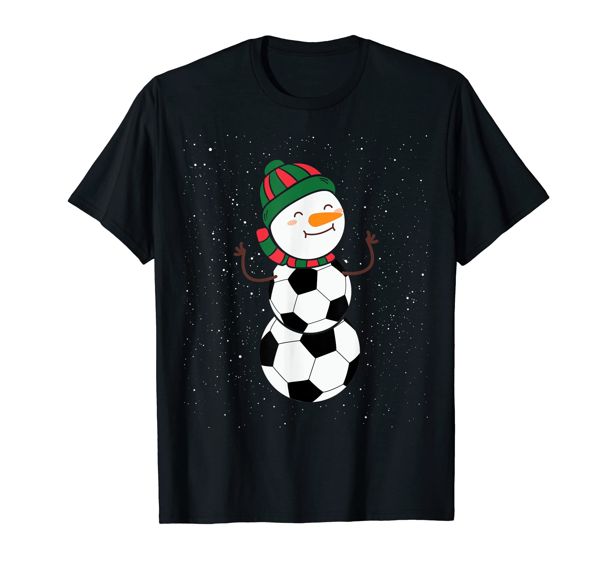 Funny Soccer Ball Snowman Winter Hat T-Shirt - Graphic Print Men Women - T-Shirt, Sweatshirt, Hoodie