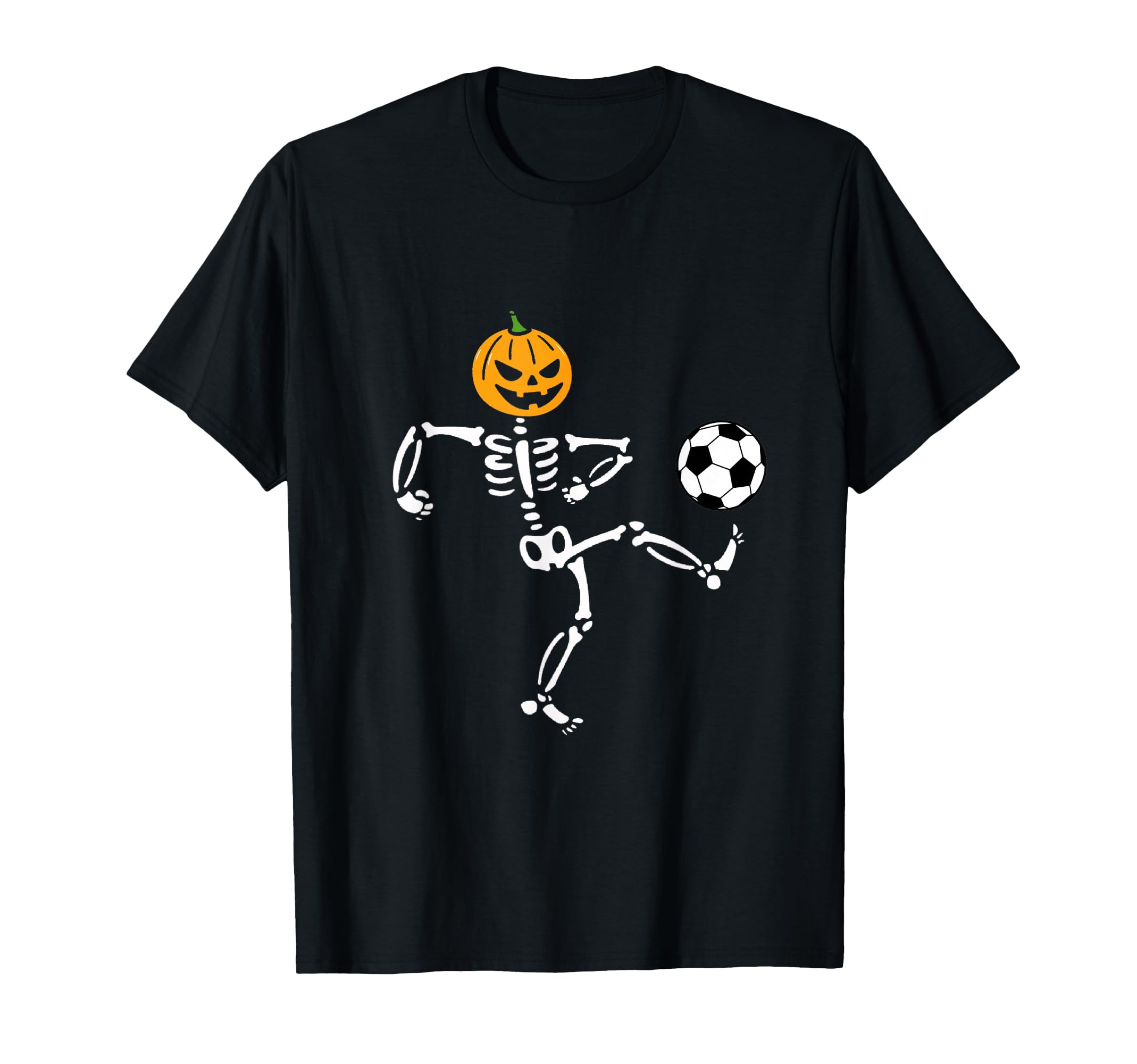 Pumpkin Skeleton Soccer Player T-Shirt - Casual Everyday Wear Unisex - T-Shirt, Sweatshirt, Hoodie