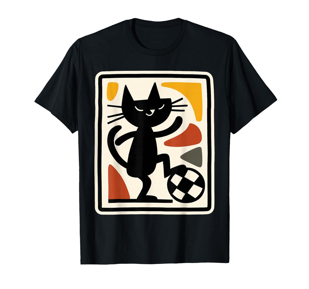 Black Cat Playing Soccer Sports T-Shirt - Fun Novelty Design Men Women - T-Shirt, Sweatshirt, Hoodie