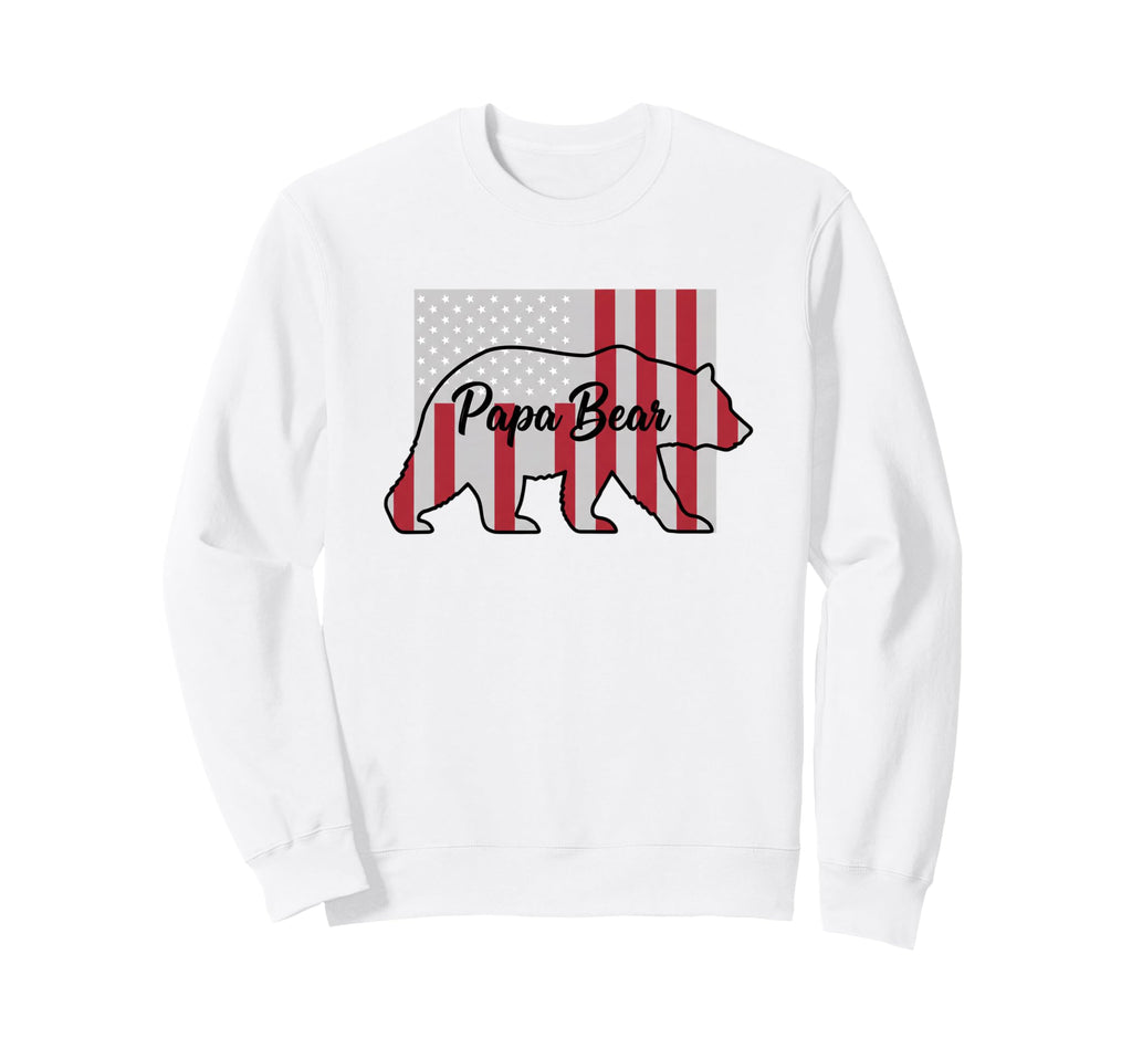 Papa Bear Patriotic Flag Fathers Sweatshirt - Casual Everyday Wear Unisex - T-Shirt, Sweatshirt, Hoodie