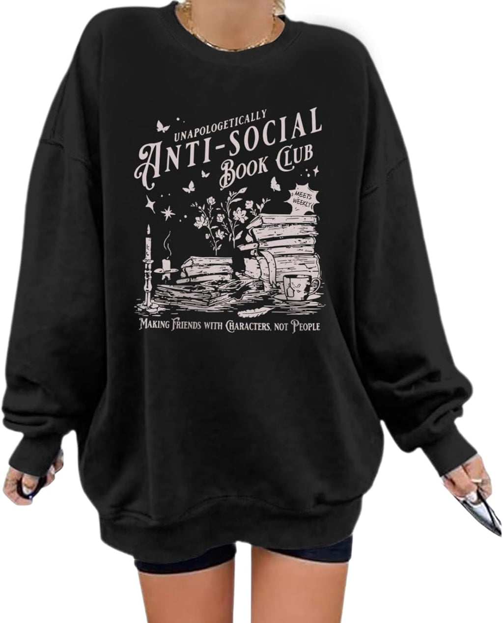 Anti Social Book Club Women Teacher Graphic Oversized - Adult & Kids T-Shirts, Sweatshirts & Hoodies apparel design preview 1