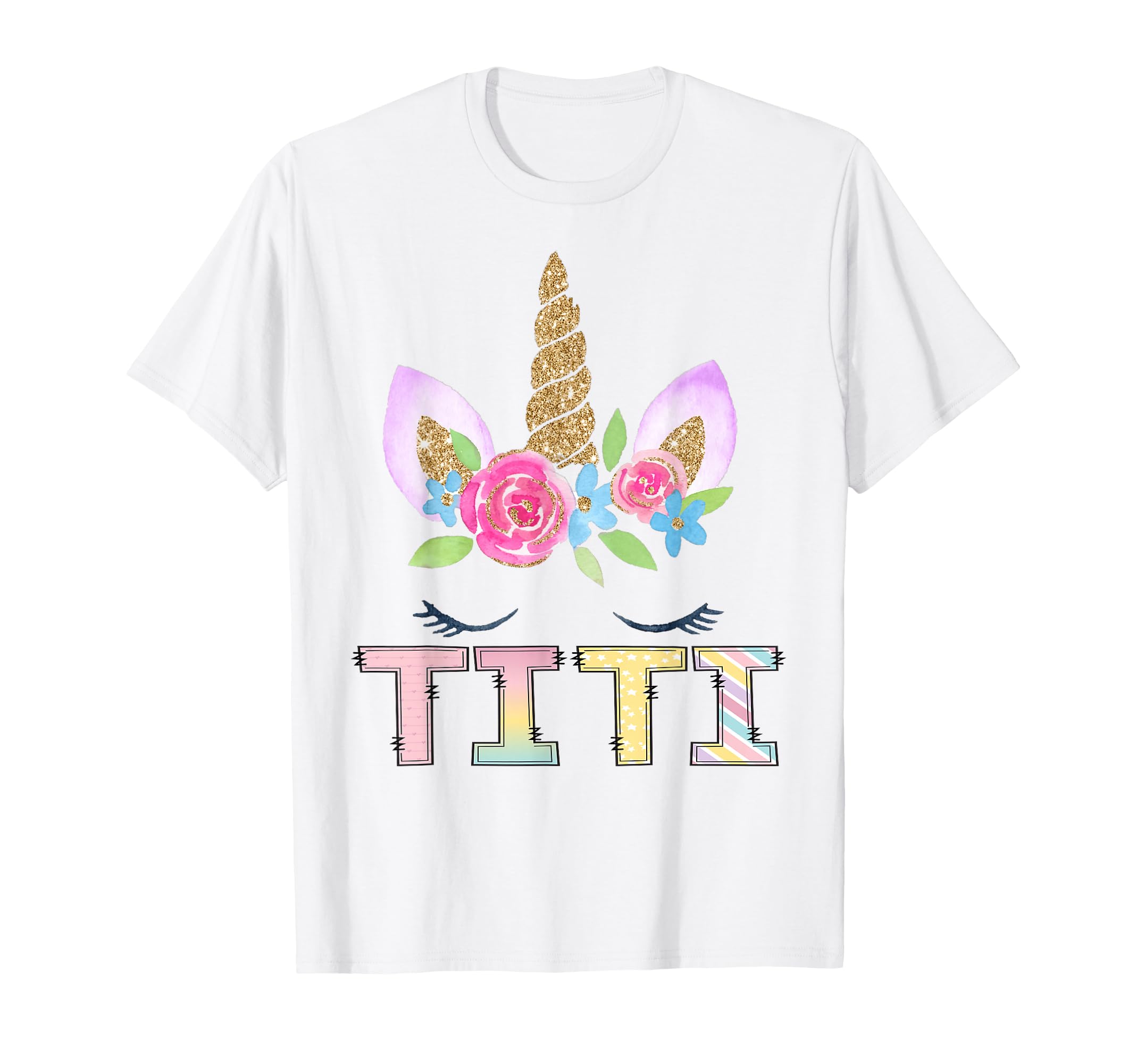 Titi Unicorn Floral Birthday Family T-Shirt - Novelty Apparel for Adults - T-Shirt, Sweatshirt, Hoodie