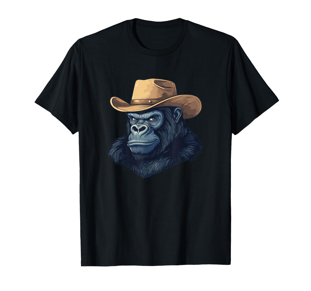 Fun Gorilla Face Cowboy Hat Rodeo T-Shirt - Minimalist Print for Adults - T-Shirt, Sweatshirt, Hoodie
