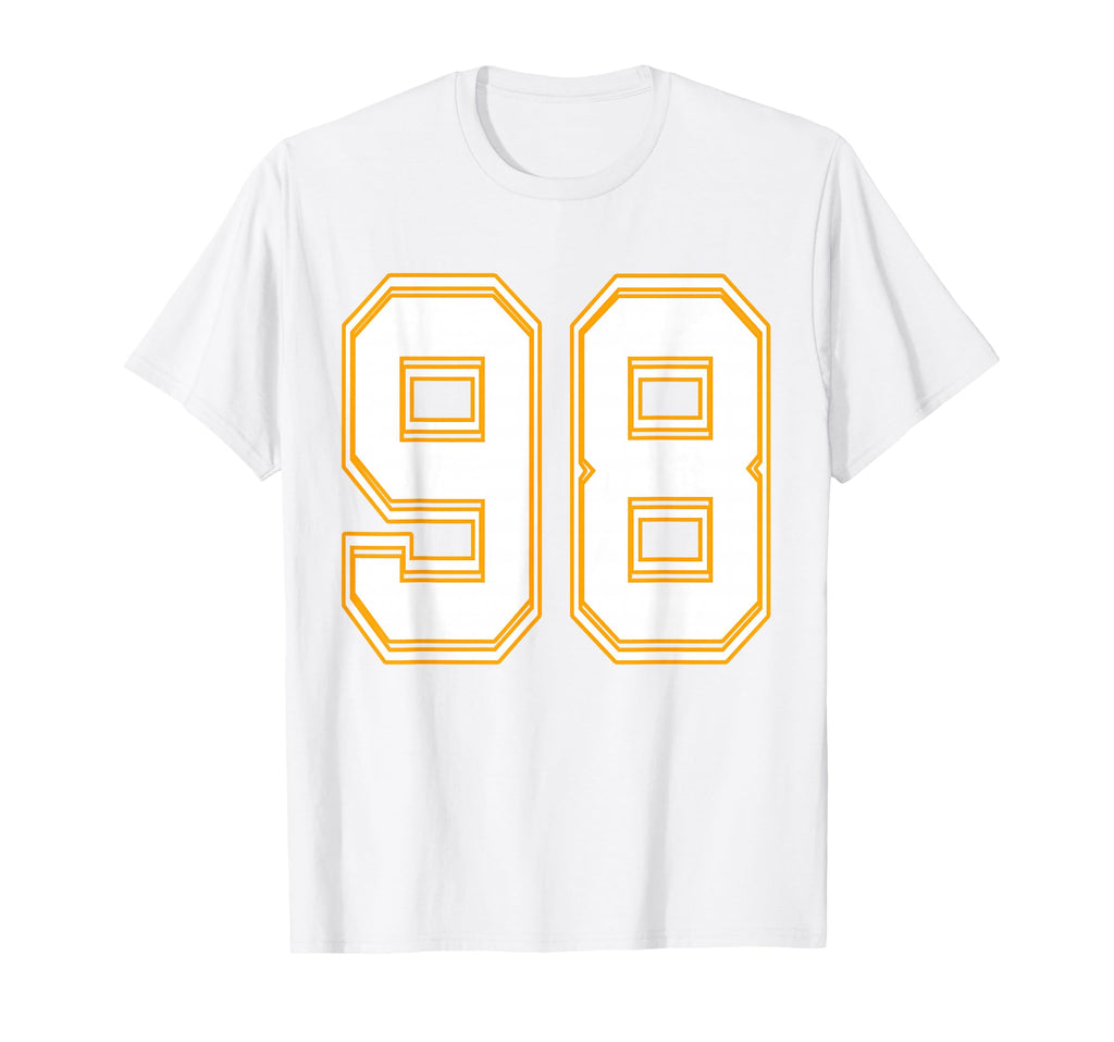 Number 98 Red Yellow White Football T-Shirt - Trendy Graphic for Adults - T-Shirt, Sweatshirt, Hoodie