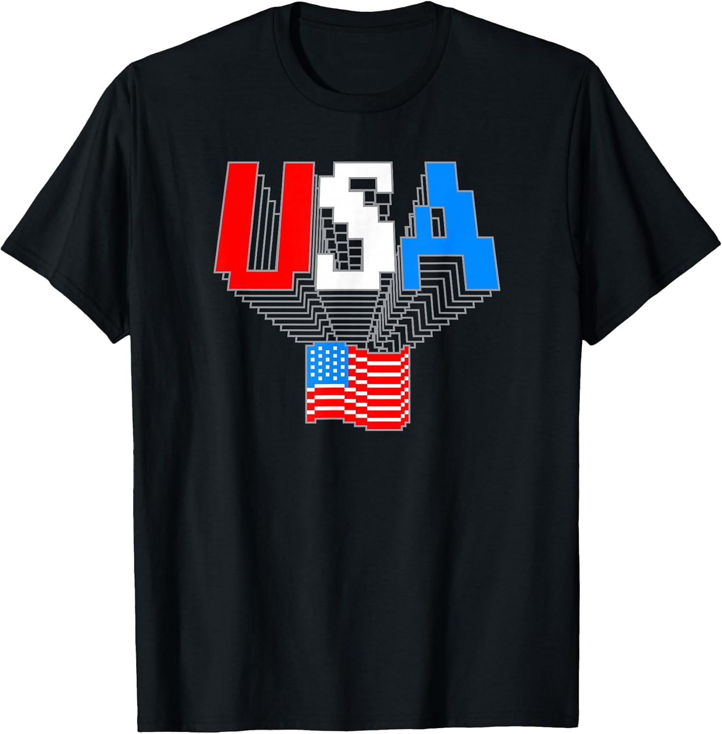 USA Flag Pixel Art - Adult & Kids T-Shirts, Sweatshirts & Hoodies apparel design preview 1