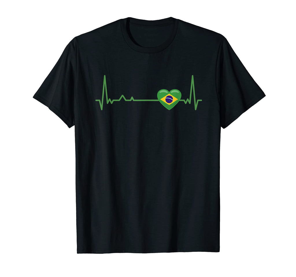 Heartbeat Brazil Flag Soccer Fan T-Shirt - Unique Graphic Unisex - T-Shirt, Sweatshirt, Hoodie