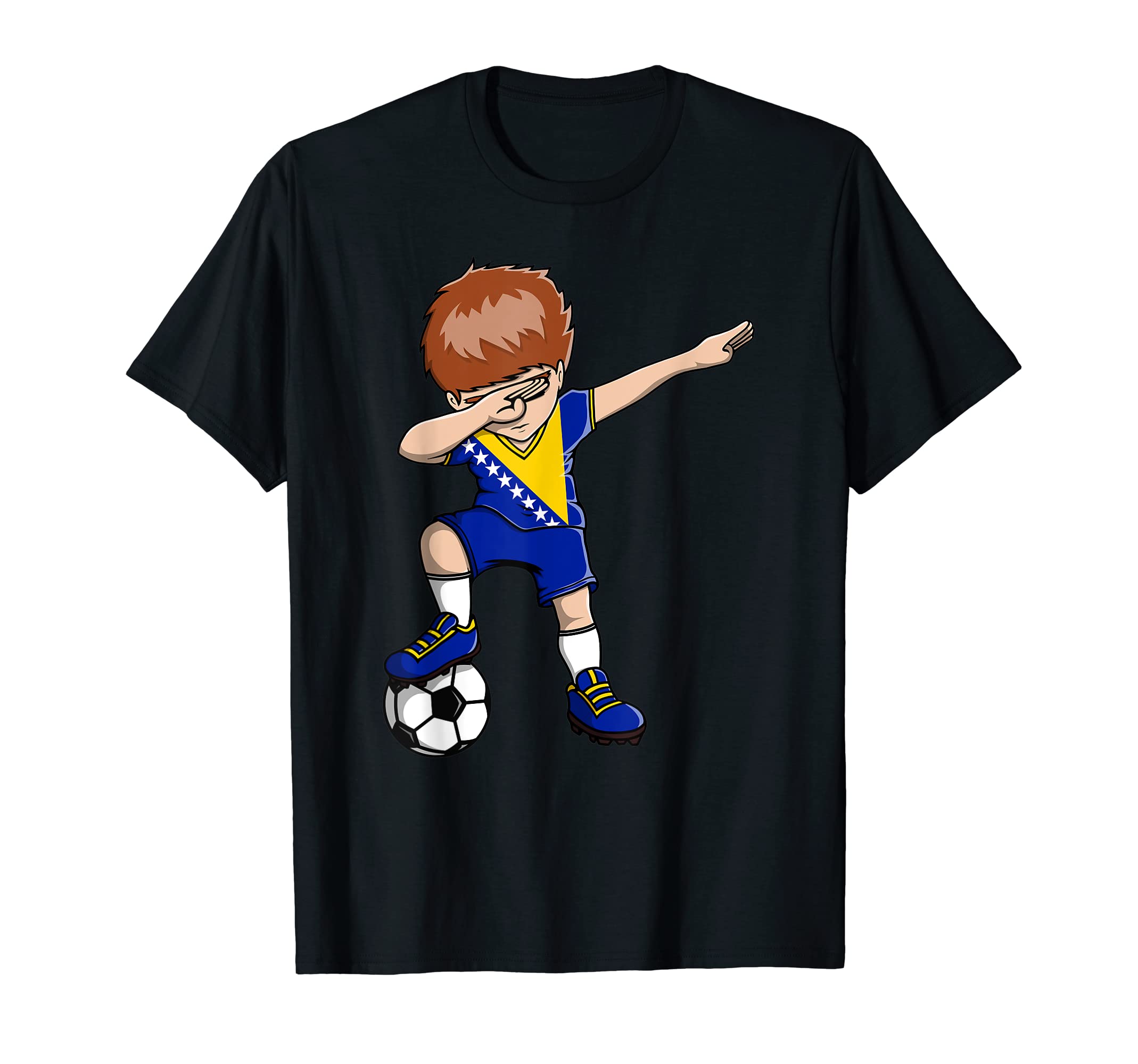 Dabbing Soccer Bosnia Herzegovina Fans T-Shirt - Trendy Graphic for Adults - T-Shirt, Sweatshirt, Hoodie