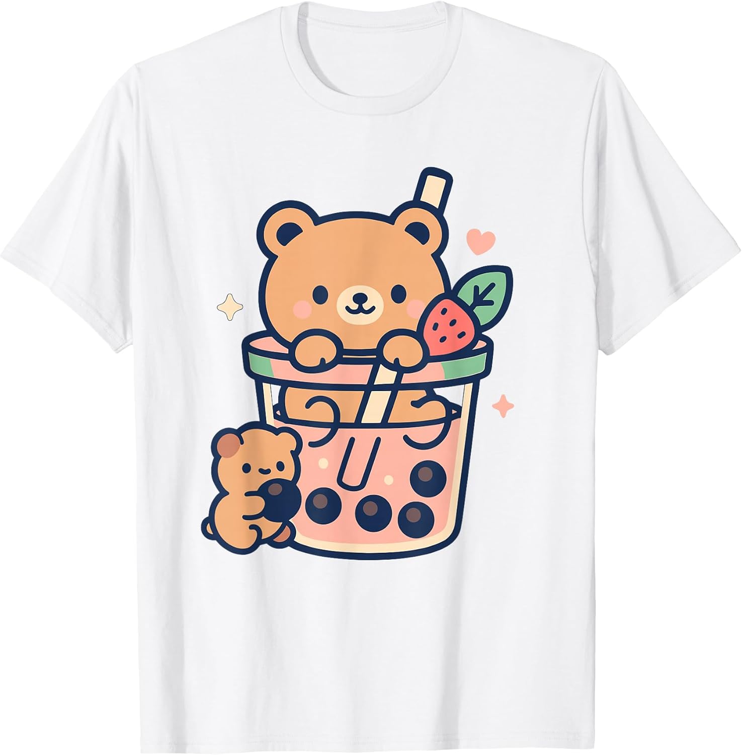 Kawaii Teddy Bear with Bubble Tea Boba Design Cute - Adult & Kids T-Shirts, Sweatshirts & Hoodies apparel design preview 1