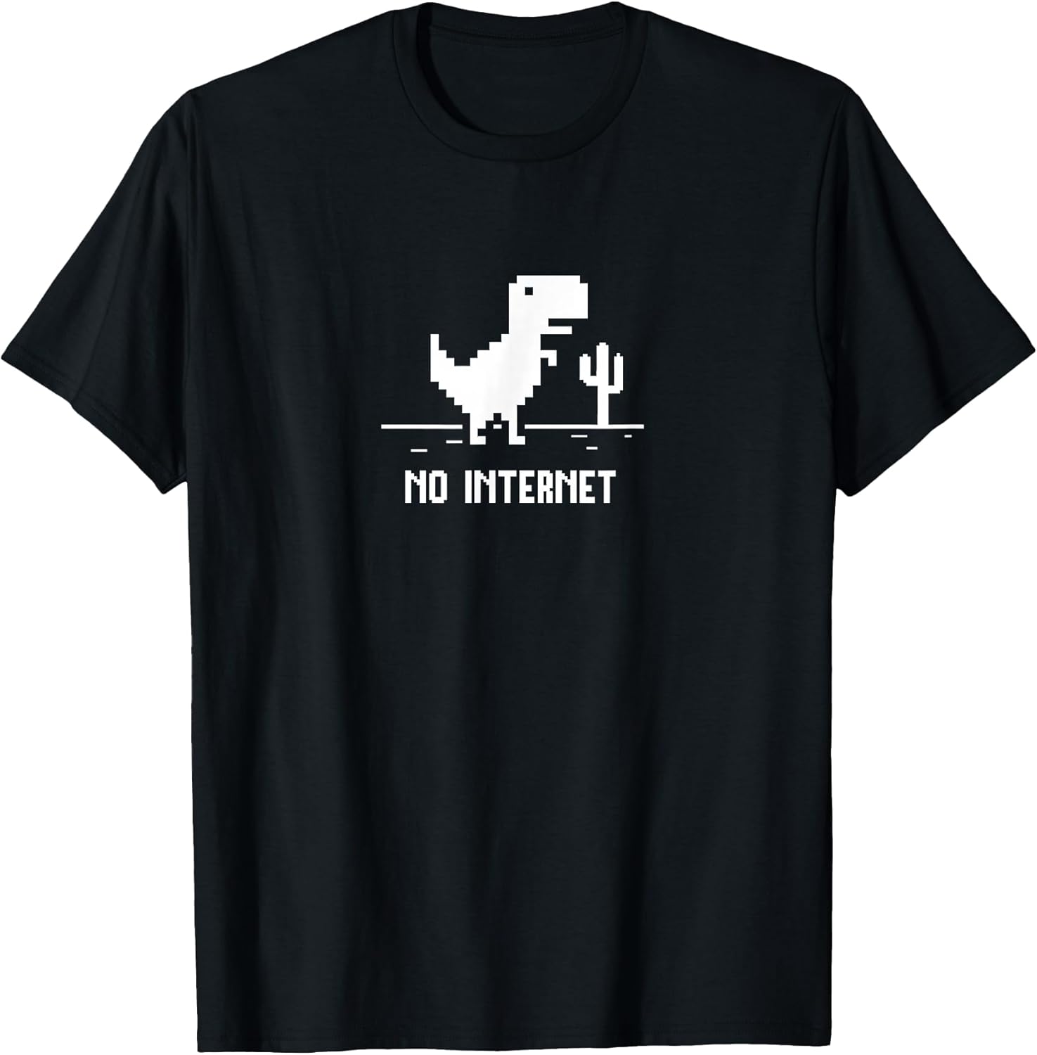 Pixel Art T-Rex Dinosaur for Coders "No Internet" - Adult & Kids T-Shirts, Sweatshirts & Hoodies apparel design preview 1