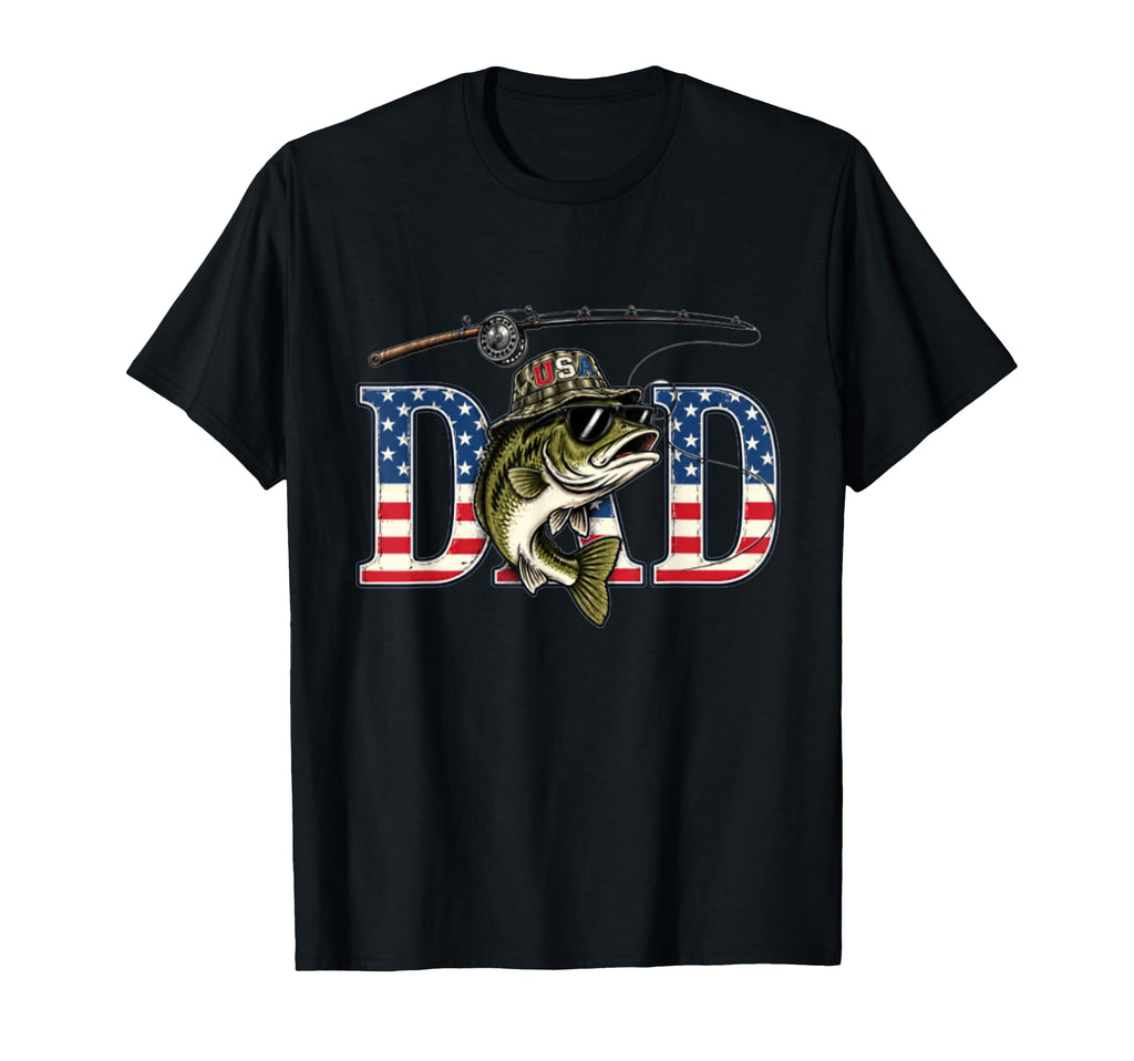 Usa Fishing Dad Patriotic Bass Angler T-Shirt - Trendy Graphic Unisex - T-Shirt, Sweatshirt, Hoodie